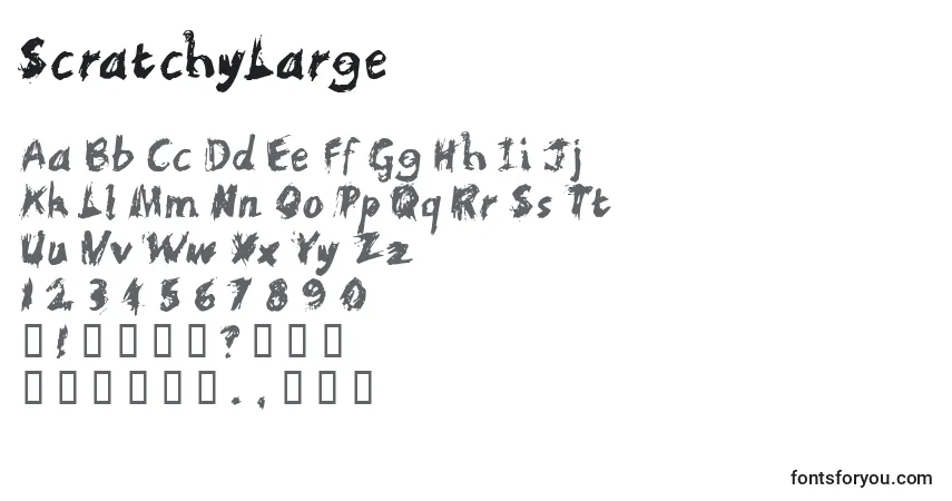 A fonte ScratchyLarge – alfabeto, números, caracteres especiais
