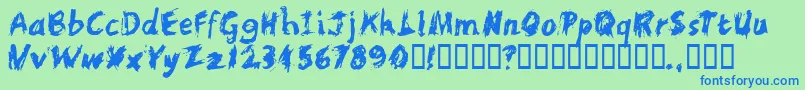 ScratchyLarge Font – Blue Fonts on Green Background