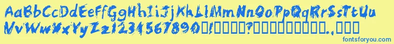ScratchyLarge Font – Blue Fonts on Yellow Background