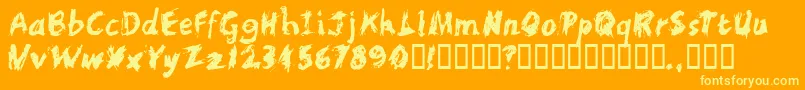 ScratchyLarge-Schriftart – Gelbe Schriften auf orangefarbenem Hintergrund