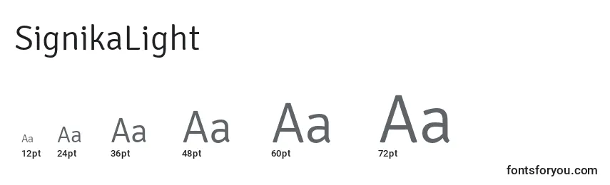 SignikaLight Font Sizes