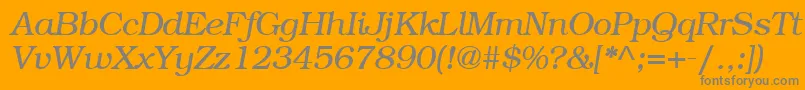 Fonte BookplateItalic – fontes cinzas em um fundo laranja