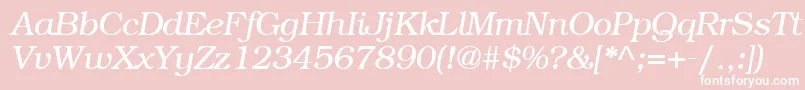 BookplateItalic-Schriftart – Weiße Schriften auf rosa Hintergrund