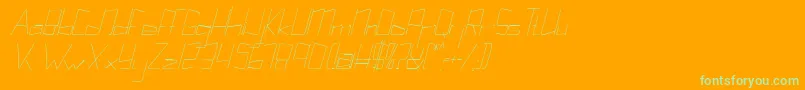 Шрифт Kuppelultracondenseitalickuppel – зелёные шрифты на оранжевом фоне