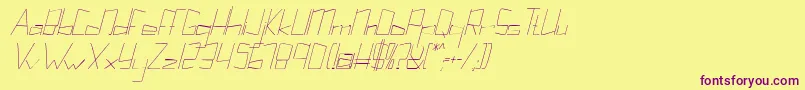 Kuppelultracondenseitalickuppel Font – Purple Fonts on Yellow Background