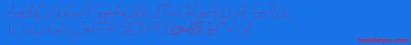 フォントKuppelultracondenseitalickuppel – 赤い文字の青い背景