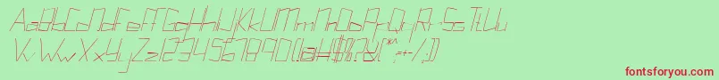 フォントKuppelultracondenseitalickuppel – 赤い文字の緑の背景