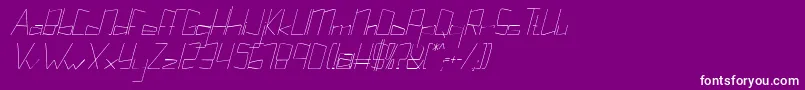Kuppelultracondenseitalickuppel-Schriftart – Weiße Schriften auf violettem Hintergrund