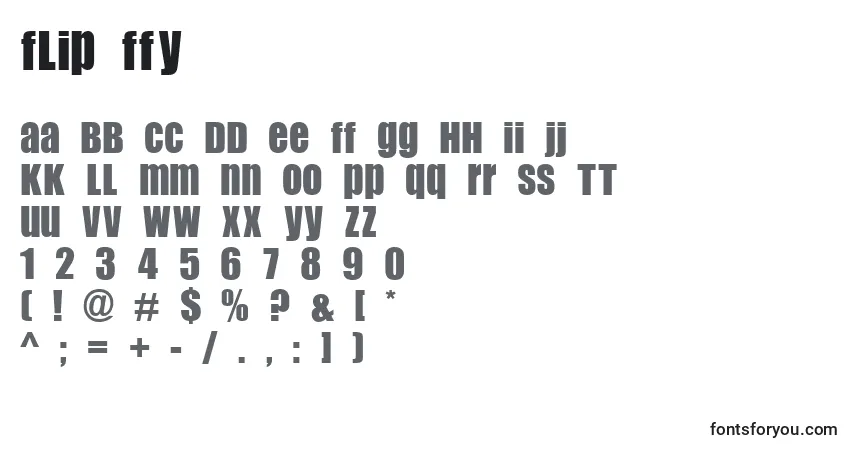 A fonte Flip ffy – alfabeto, números, caracteres especiais