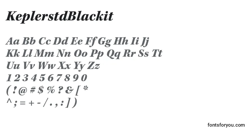 A fonte KeplerstdBlackit – alfabeto, números, caracteres especiais