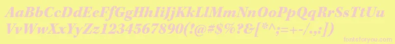 KeplerstdBlackit-fontti – vaaleanpunaiset fontit keltaisella taustalla