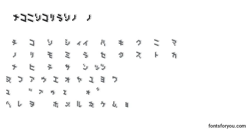 A fonte CubicblockNkB – alfabeto, números, caracteres especiais