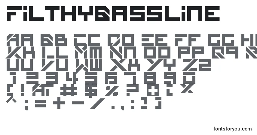 FilthyBassline-fontti – aakkoset, numerot, erikoismerkit
