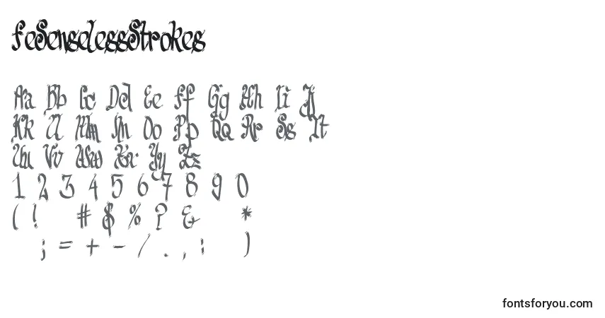 Czcionka FeSenselessStrokes – alfabet, cyfry, specjalne znaki