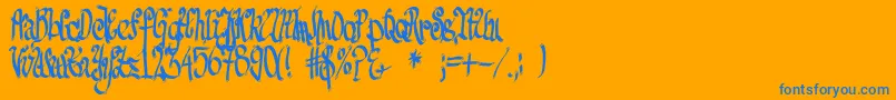 FeSenselessStrokes Font – Blue Fonts on Orange Background