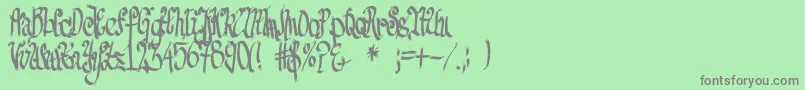 FeSenselessStrokes Font – Gray Fonts on Green Background