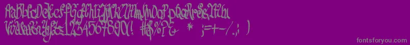 フォントFeSenselessStrokes – 紫の背景に灰色の文字