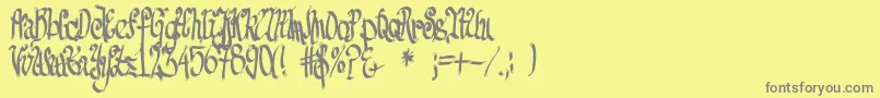 FeSenselessStrokes Font – Gray Fonts on Yellow Background
