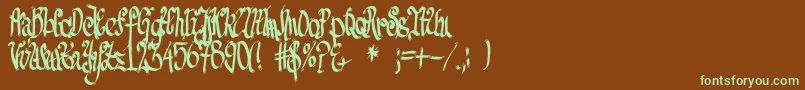FeSenselessStrokes-Schriftart – Grüne Schriften auf braunem Hintergrund