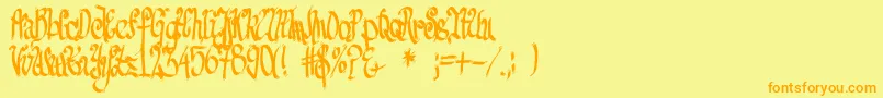 FeSenselessStrokes Font – Orange Fonts on Yellow Background