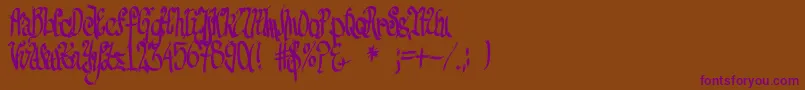 FeSenselessStrokes Font – Purple Fonts on Brown Background
