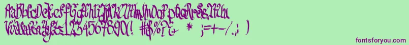 FeSenselessStrokes Font – Purple Fonts on Green Background