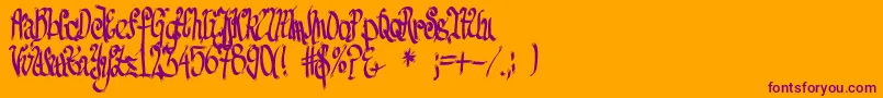 FeSenselessStrokes-Schriftart – Violette Schriften auf orangefarbenem Hintergrund