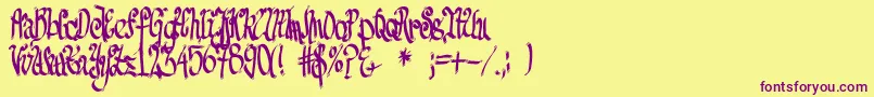 FeSenselessStrokes Font – Purple Fonts on Yellow Background
