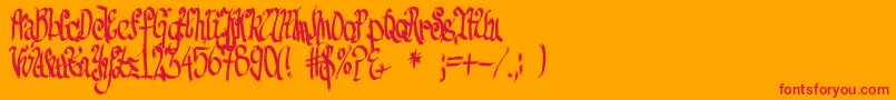 FeSenselessStrokes Font – Red Fonts on Orange Background