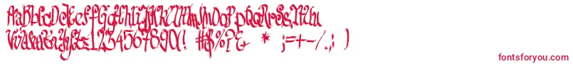 FeSenselessStrokes Font – Red Fonts on White Background