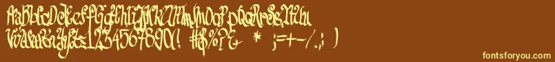 FeSenselessStrokes-fontti – keltaiset fontit ruskealla taustalla