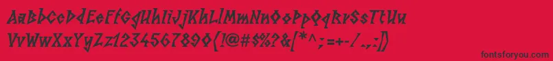 フォントLinotypesunbursteastHeavy – 赤い背景に黒い文字