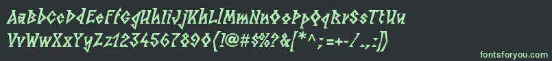 フォントLinotypesunbursteastHeavy – 黒い背景に緑の文字