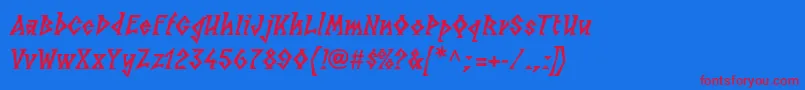 LinotypesunbursteastHeavy-fontti – punaiset fontit sinisellä taustalla