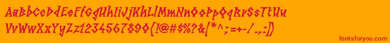 フォントLinotypesunbursteastHeavy – オレンジの背景に赤い文字