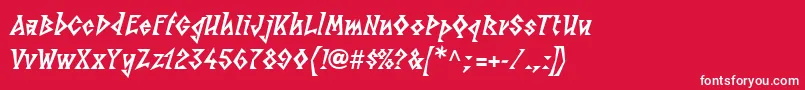 フォントLinotypesunbursteastHeavy – 赤い背景に白い文字