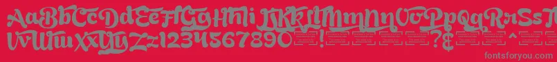BreadyClockwiseDemo Font – Gray Fonts on Red Background