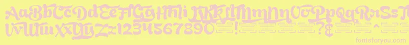 フォントBreadyClockwiseDemo – ピンクのフォント、黄色の背景