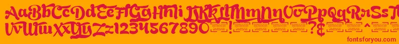 BreadyClockwiseDemo Font – Red Fonts on Orange Background