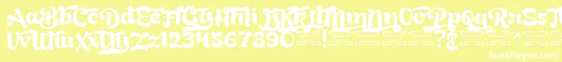 BreadyClockwiseDemo Font – White Fonts on Yellow Background