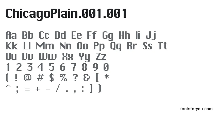 Czcionka ChicagoPlain.001.001 – alfabet, cyfry, specjalne znaki