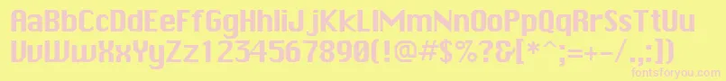 フォントChicagoPlain.001.001 – ピンクのフォント、黄色の背景