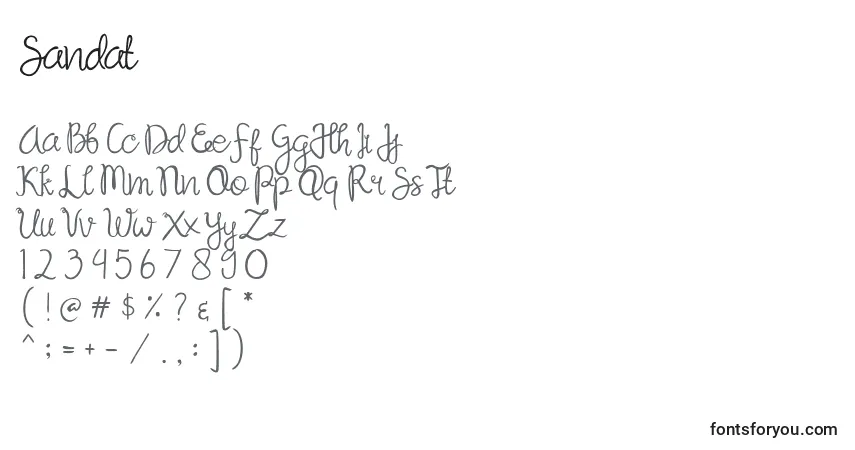 A fonte Sandat – alfabeto, números, caracteres especiais
