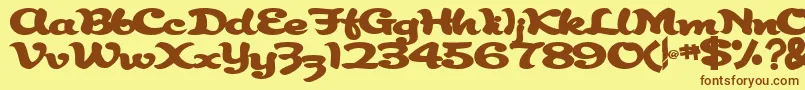 Abracadabra91Bold-fontti – ruskeat fontit keltaisella taustalla