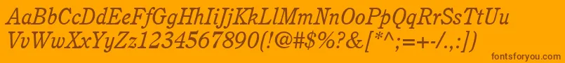 PerspectiveSsiItalic-Schriftart – Braune Schriften auf orangefarbenem Hintergrund
