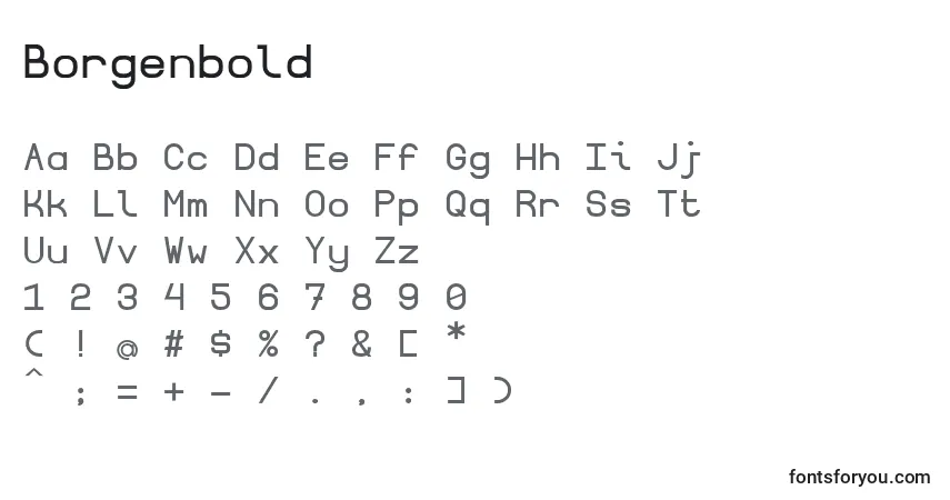 Шрифт Borgenbold (48419) – алфавит, цифры, специальные символы