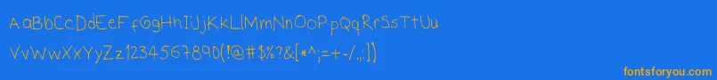 フォントSHand – オレンジ色の文字が青い背景にあります。