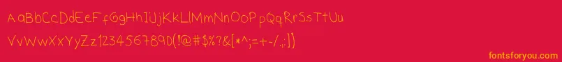 フォントSHand – 赤い背景にオレンジの文字