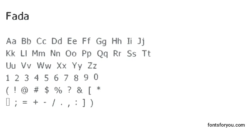 Schriftart Fada – Alphabet, Zahlen, spezielle Symbole