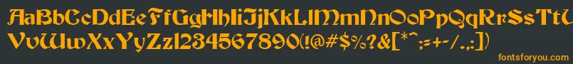 BeckerMediumMedium-Schriftart – Orangefarbene Schriften auf schwarzem Hintergrund
